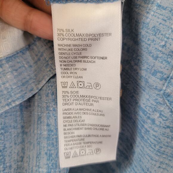 Tommy Bahama Blue Silk Turkish Sea‎ Bloom Adrift Floral Button Front Shirt Large - Picture 15 of 16